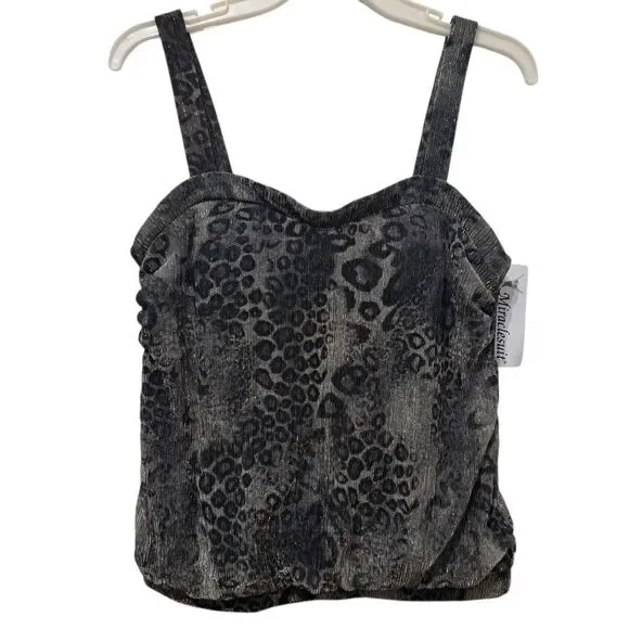 Miraclesuit Leopard Print With Metallic Detail Summer Top Size 10 Black/Gold NWT - Picture 3 of 14